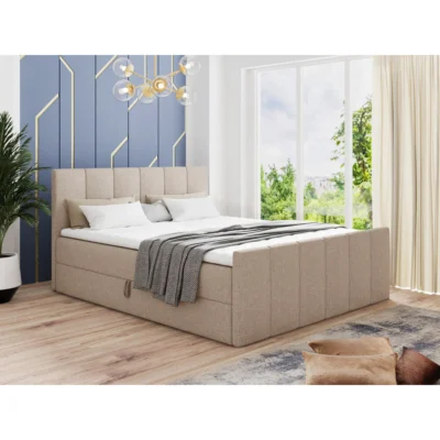 Sofnet Boxspringbett STAR LUX in Beige, Liegefläche 140x200 cm – mit Bettkasten, Bonellfederkern